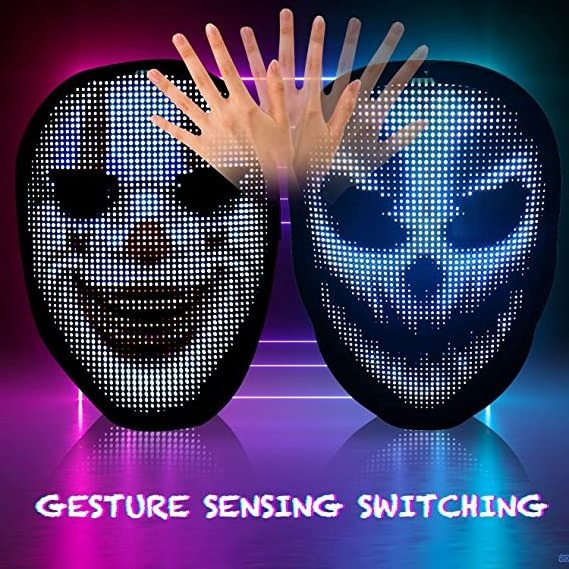 Brookhaus Led Mask , Bluetooth App Controlled Luminous  for Adults Halloween Masks,  Light up Costumes Masks