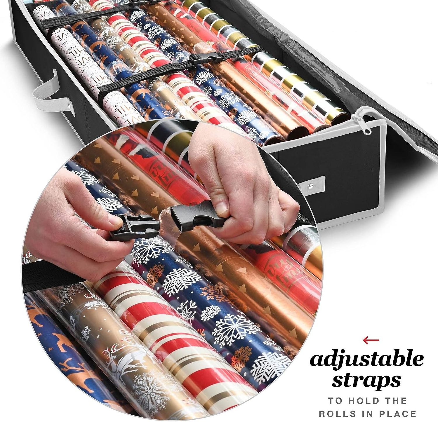 40in Underbed Gift Wrap Organizer Bags, Wrapping Paper Rolls, Ribbon, and Bows Durable Material Wrapping Paper Storage Container