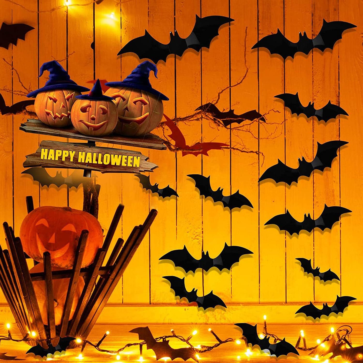 Bats Halloween Decorations Wall Decals Stickers,  Bat   Decorations Indoor   Halloween Party Supplies  Spooky Bats