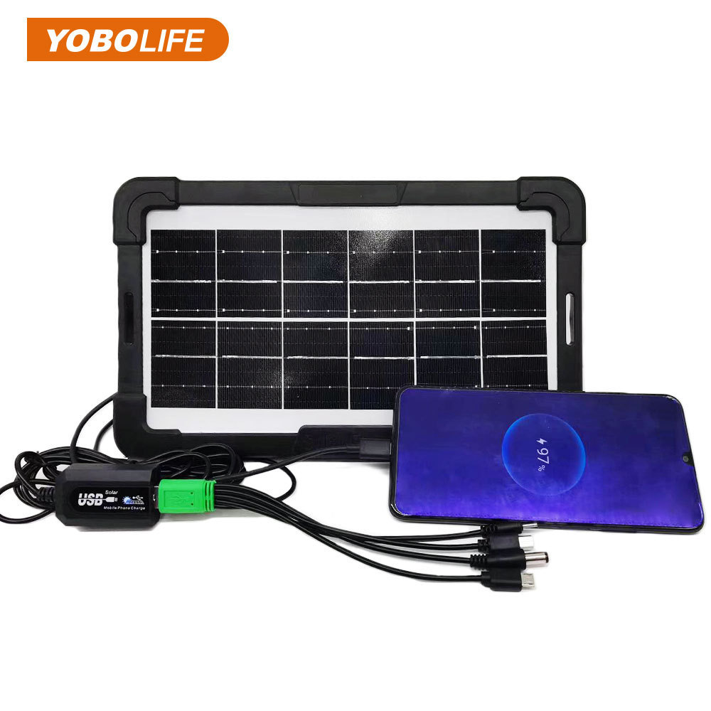 YOBOLIFE Solar Charger Portable Multi Function Plastic Case 6v 6w Mini Solar Panel For Outdoor Charging Mobile Phone