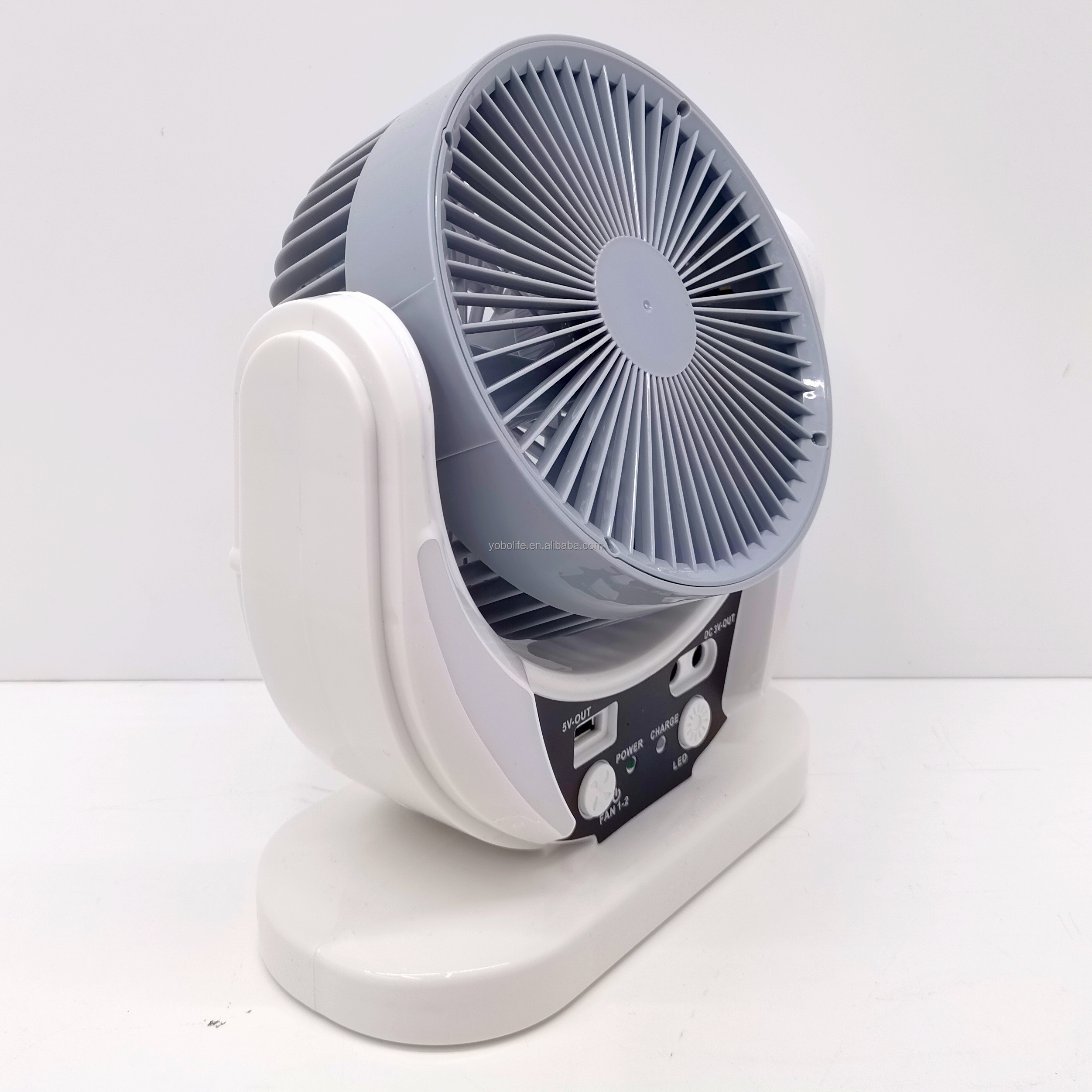 NEW Arrival ! 6 Inch Desk Solar Fan Mini Rechargeable Table Fan AC/DC With Led Light  For Office Home