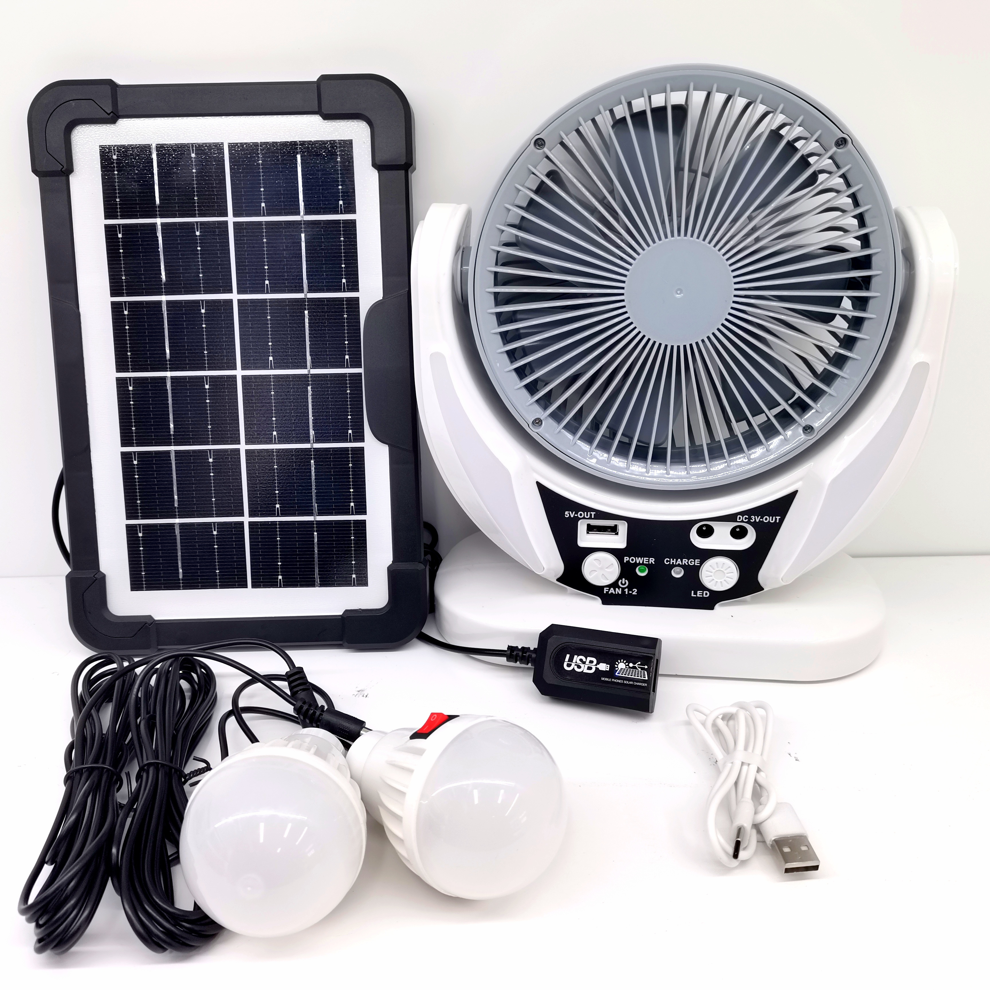 NEW Arrival ! 6 Inch Desk Solar Fan Mini Rechargeable Table Fan AC/DC With Led Light  For Office Home