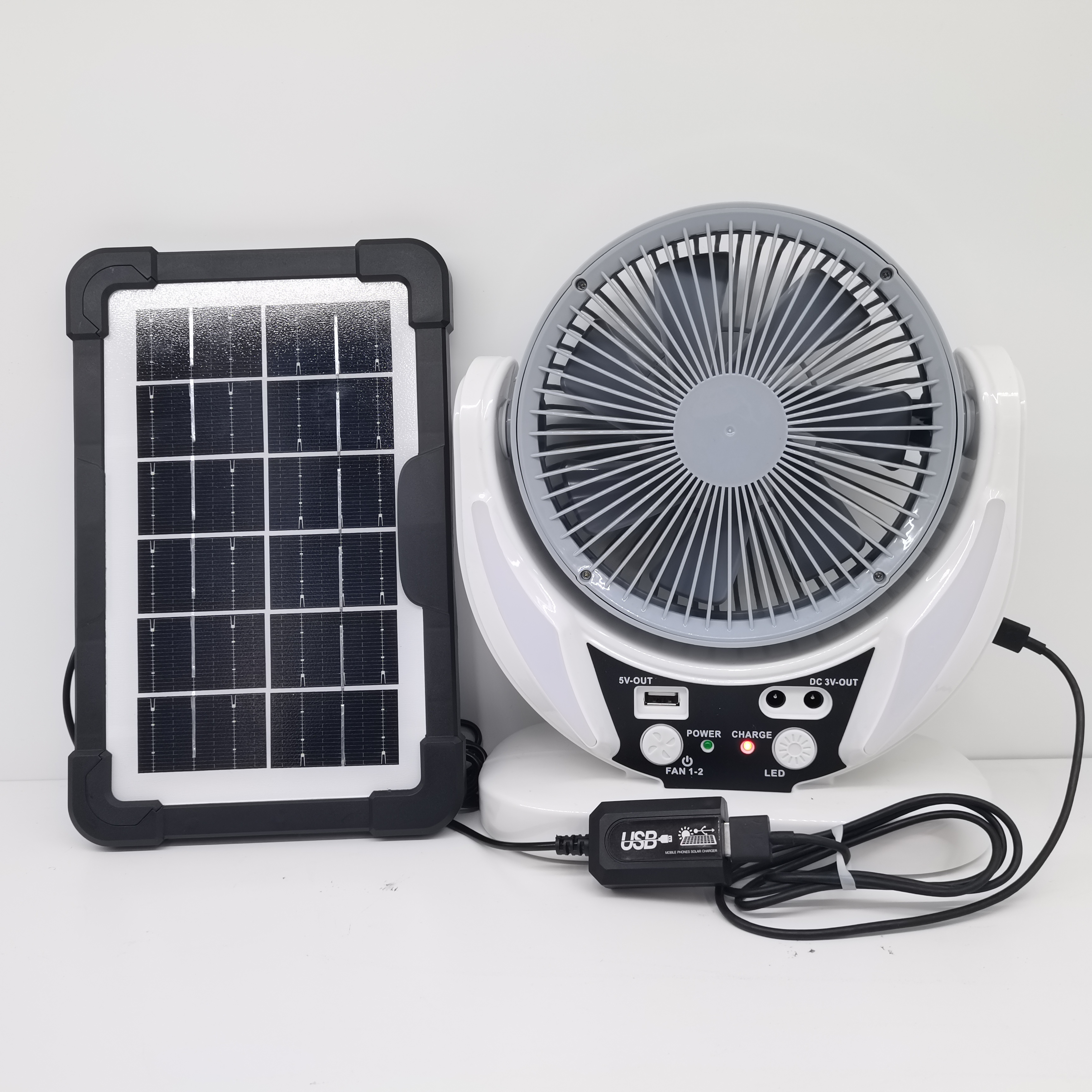 NEW Arrival ! 6 Inch Desk Solar Fan Mini Rechargeable Table Fan AC/DC With Led Light  For Office Home