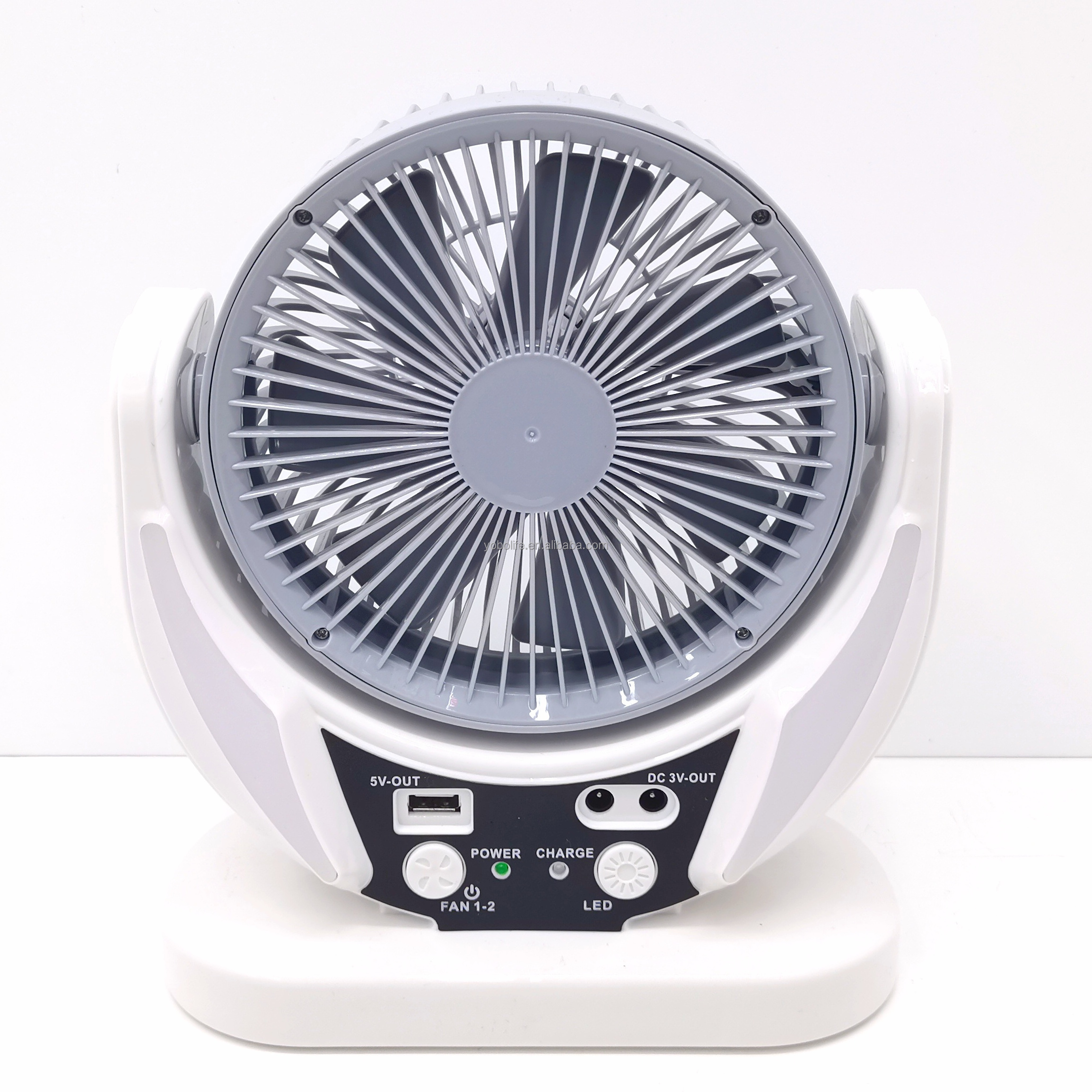 NEW Arrival ! 6 Inch Desk Solar Fan Mini Rechargeable Table Fan AC/DC With Led Light  For Office Home