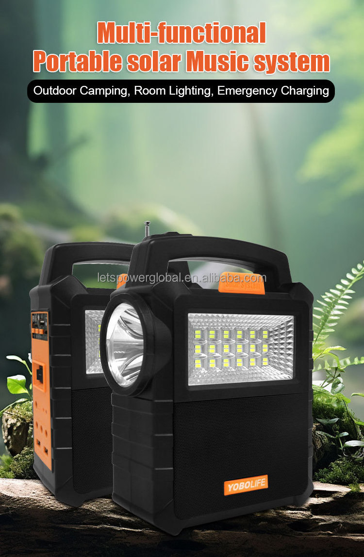 Yobolife portable solar lighting system  3.2V DC  Solar Emergency Lighting Kits Rechargeable Solar Energy Station With Bluetooth