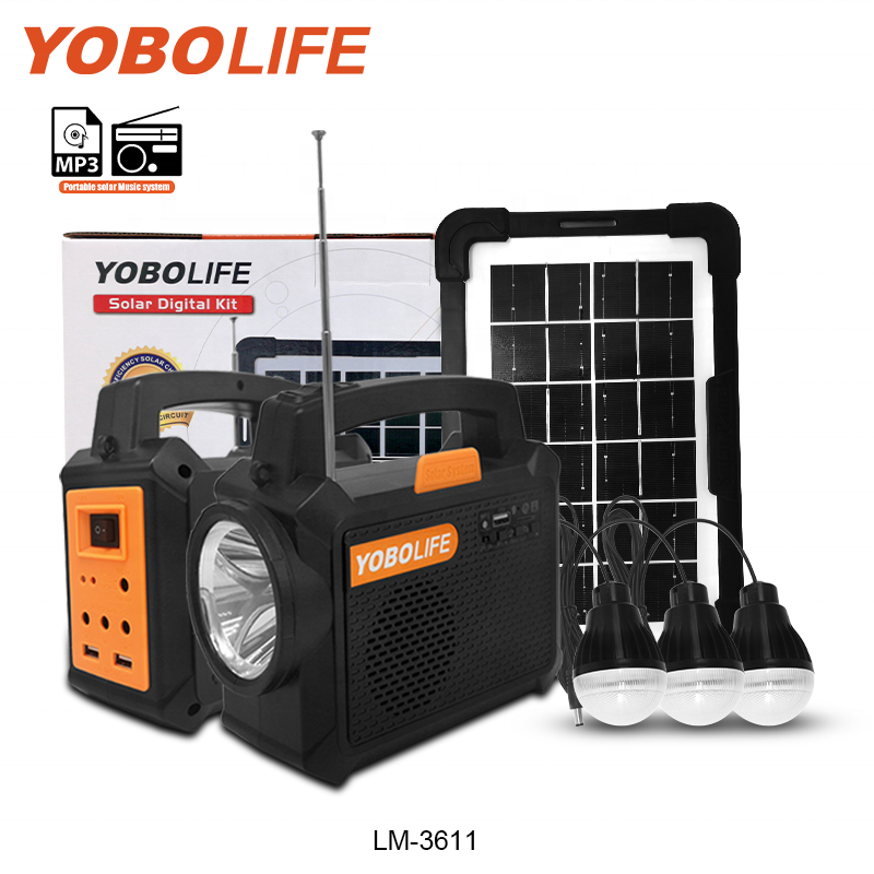 Yobolife LM 3611 Portable Home Solar Lighting System 10W Solar Panel Generator Mobile Charging DC Solar Lighting Kit For Camping