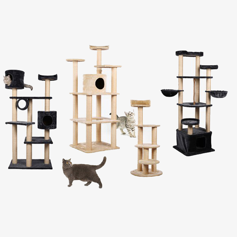 Factory Wholesale Large Modern Wood Furniture Luxury Cat Scratcher Tower Cat Tree With Bulk Price