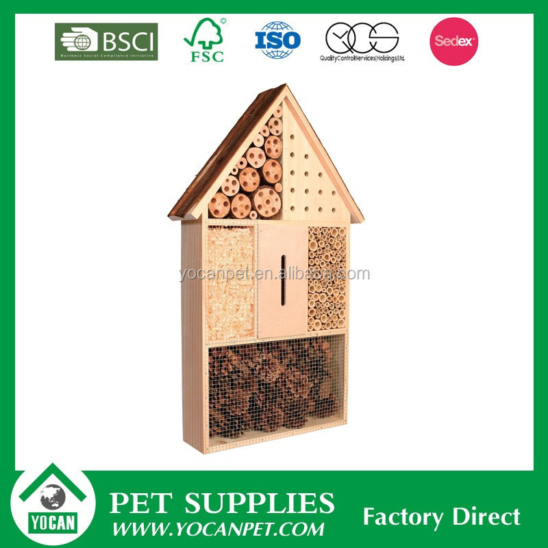 Custom Chinese Garden wooden bee house bark bamboo and insect hotel for sale