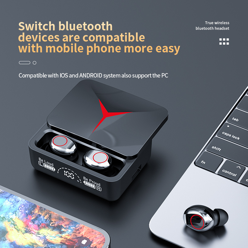 Newest Bean Design M90 Tws Earphone Smart Ear Buds Sport In-ear Earphone Wireless Gaming In-ear  Headphones