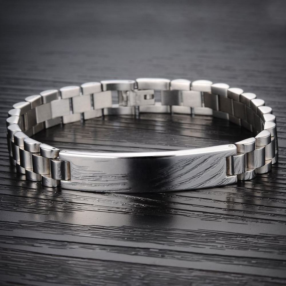 Hot Sale Silver Fashion Stainless Steel Cuban Link For Men Charm Bracelet