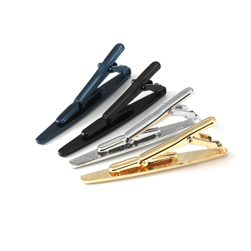 Yocele Hot Sale Colorful Black Blue Gold Sliver Tie Pins Brass Tie Clips Tie Bars for Men's Necktie