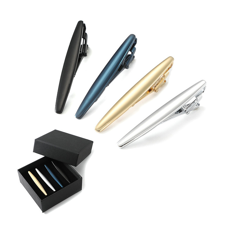 Yocele Hot Sale Colorful Black Blue Gold Sliver Tie Pins Brass Tie Clips Tie Bars for Men's Necktie