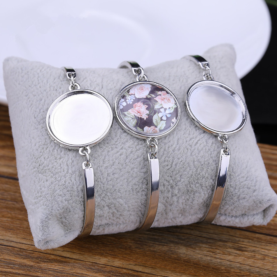 Alloy DIY Jewelry 20mm Cameo Setting Cabochon Base Setting Bangle Bracelet Blank Pendant Jewelry Tray