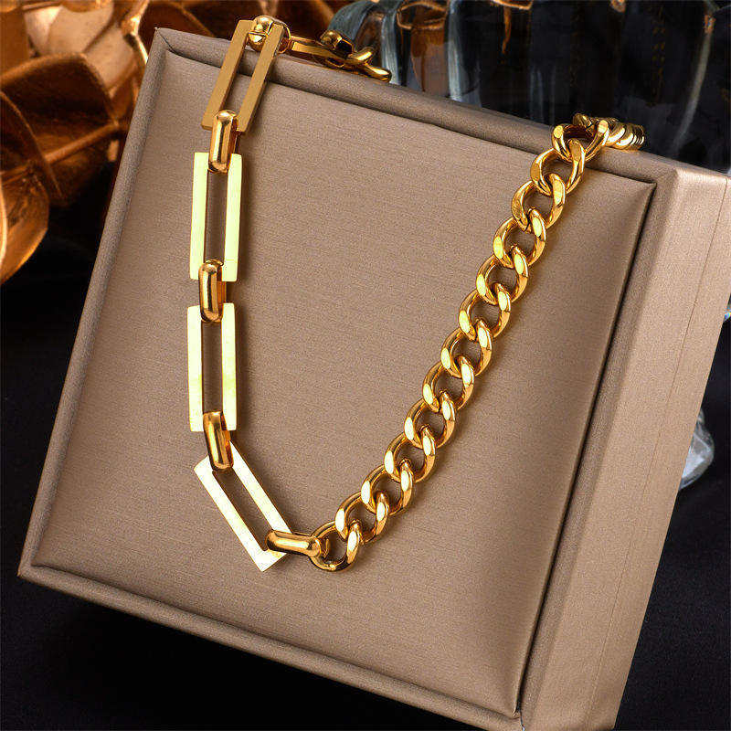 Best Sell High quality gold plated stainless steel cuban chain necklace jewelry personalized chunky cuban necklace for women