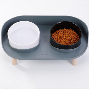 Anti-upset Double Pet Bowls & Feeders Leak-proof Dog Bowls Elevated Dog Bowl Stand