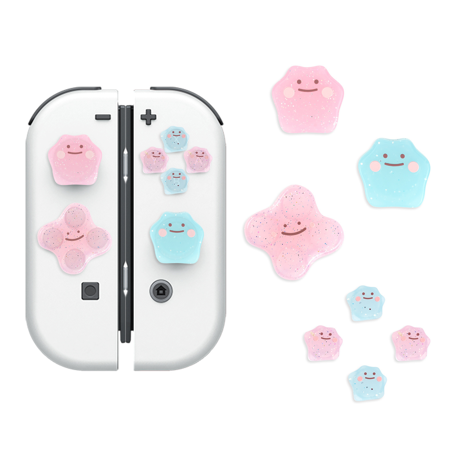 Ditto Cross D-Pad Button Case Silicone Thumb Grips Set for Nintendo Switch/OLED Controller, ABXY Buttons Sticker Joystick Cover