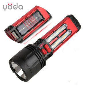 ABS Aluminum alloy type c solar 19 led flashlight with side white yellow blue red light