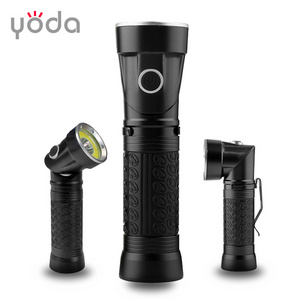 Aluminium alloy Portable Rechargeable Clip twist head torch 90 degree T6 COB magnet elbow Led Flashlight