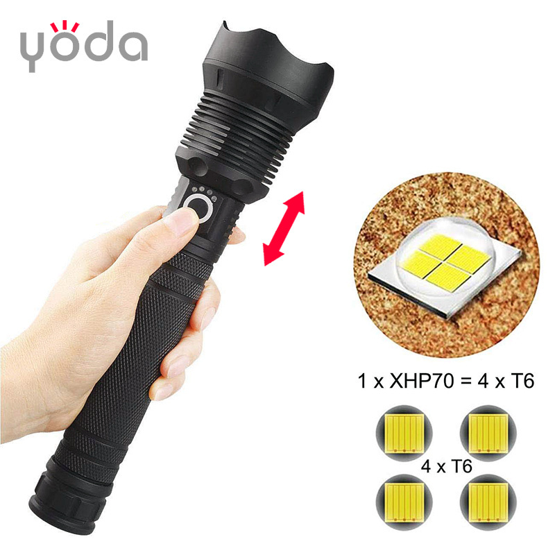 Super bright  high power zoomable amazon best seller usb xhp70 led powerful flashlight