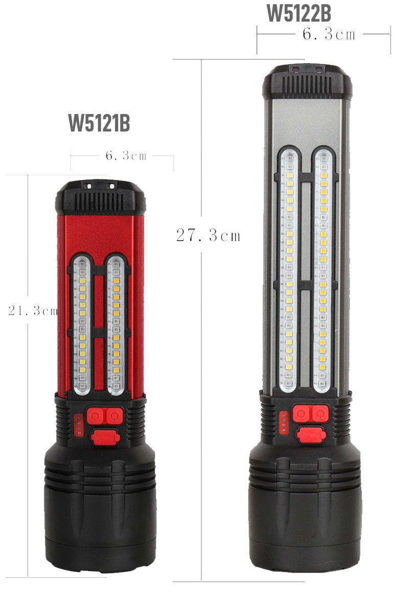 ABS Aluminum alloy type c solar 19 led flashlight with side white yellow blue red light