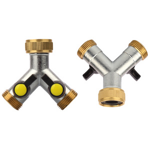 2 way tools splitter watering coupling water quick connect connectors brass garden hose splitter