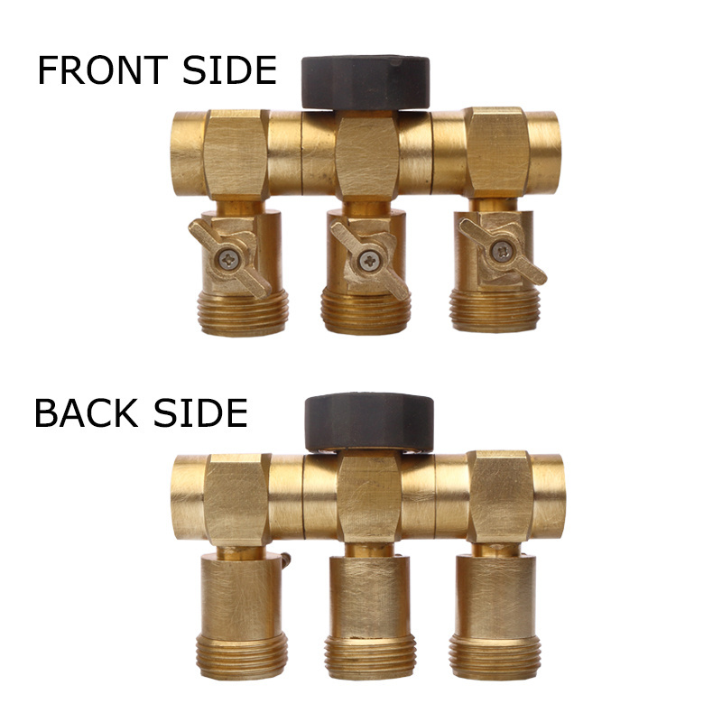 Factory Heavy Duty Solid Brass 3 Way Lead Free Designed Water connector garden hose splitter fittings