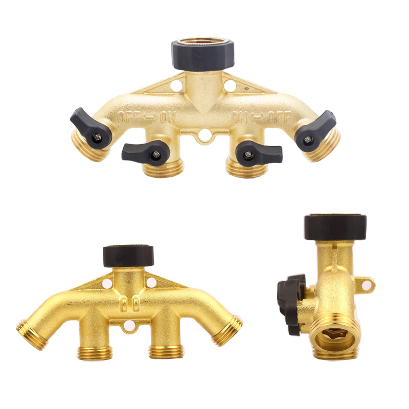 Factory Tools water supplies brass 4 way coupling hose connectors quick connector garden hose splitter