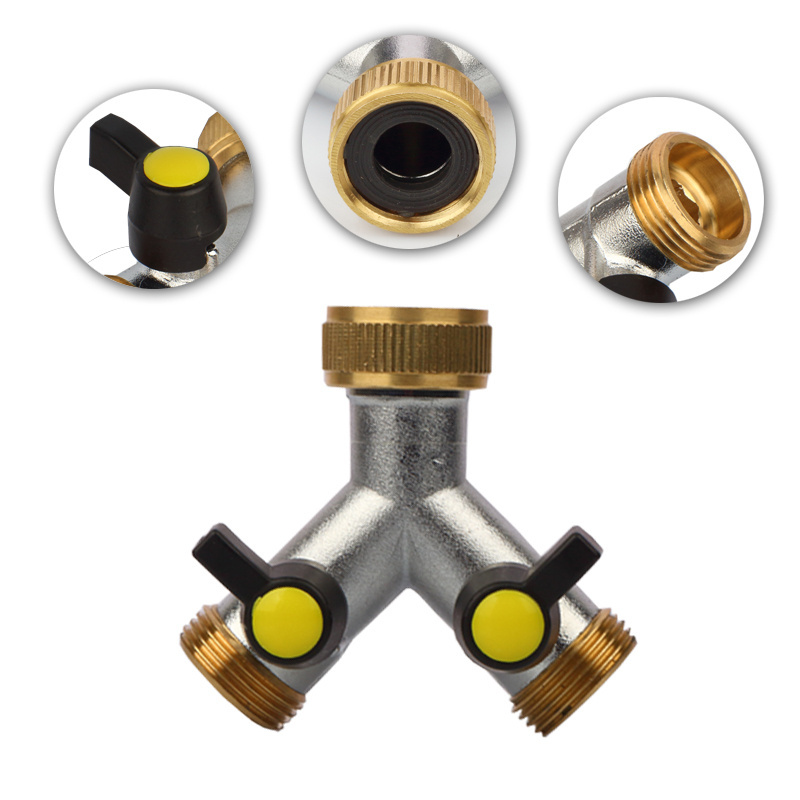 2 way tools splitter watering coupling water quick connect connectors brass garden hose splitter