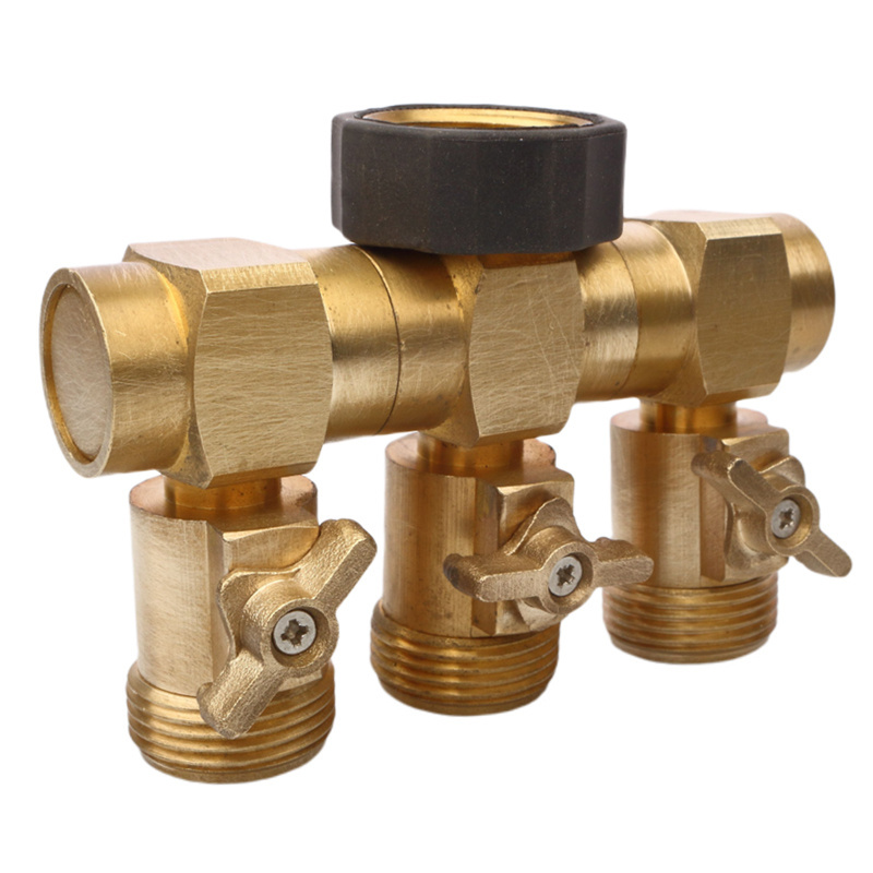 Factory Heavy Duty Solid Brass 3 Way Lead Free Designed Water connector garden hose splitter fittings