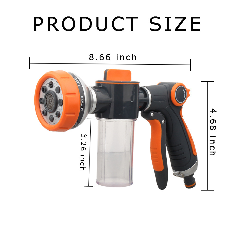 Water Pipe High Pressure Nozzle Foam Gun Soap Hose Sprayer Garden Hose Splitter Spray Car Wash Metal Plastic