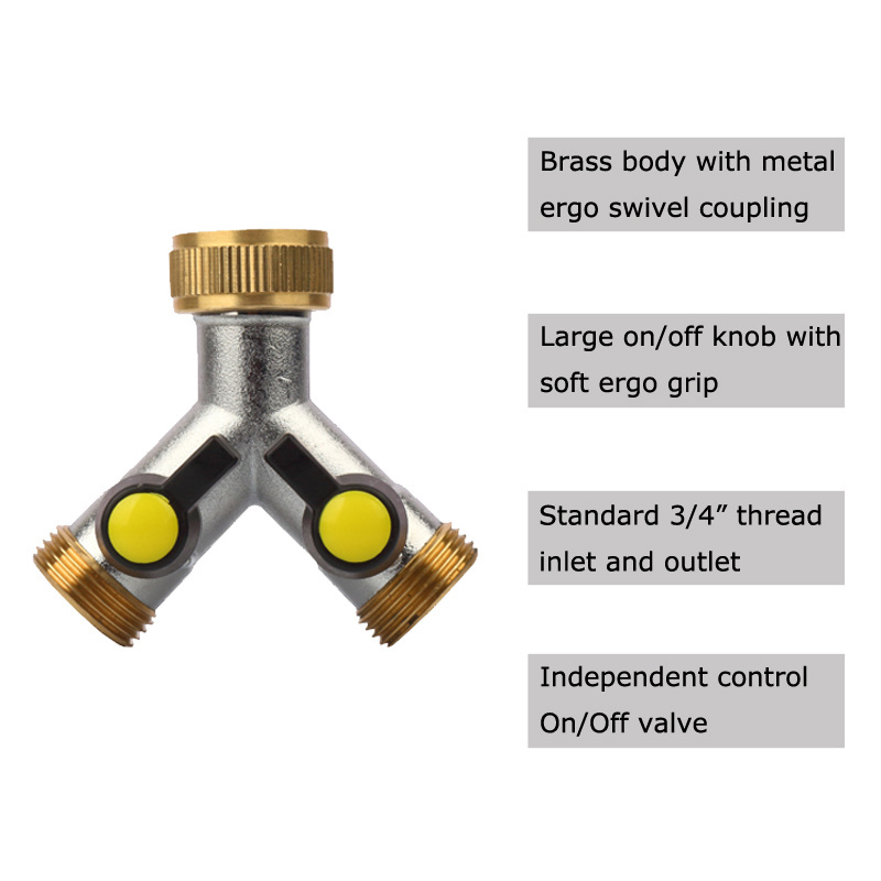 2 way tools splitter watering coupling water quick connect connectors brass garden hose splitter