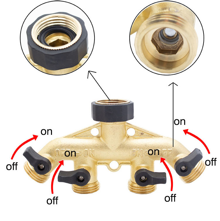 Factory Tools water supplies brass 4 way coupling hose connectors quick connector garden hose splitter