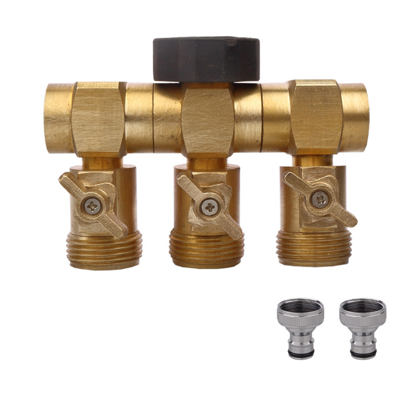 Factory Heavy Duty Solid Brass 3 Way Lead Free Designed Water connector garden hose splitter fittings