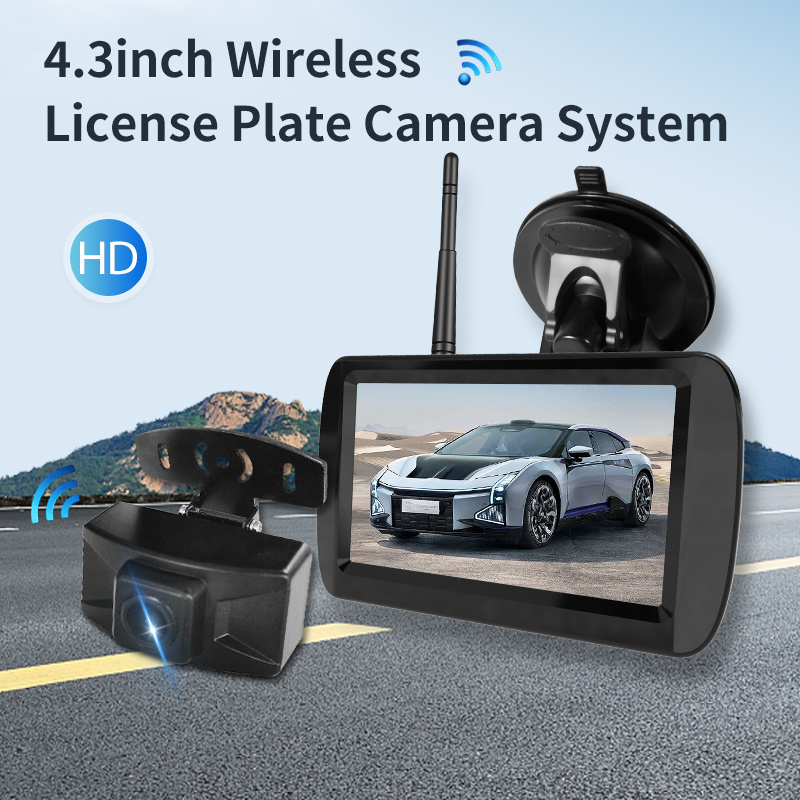 4.3 Inch LCD Display Back Up Camera System Wireless License Plate Car Reverse Rear View Image System for SUV Pickup