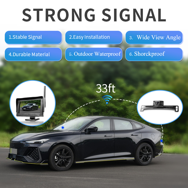 4.3 Inch Wireless License Plate Car Camera Kit Rear View Backup Cam Night Vision Waterproof Parking Assistant System for SUV