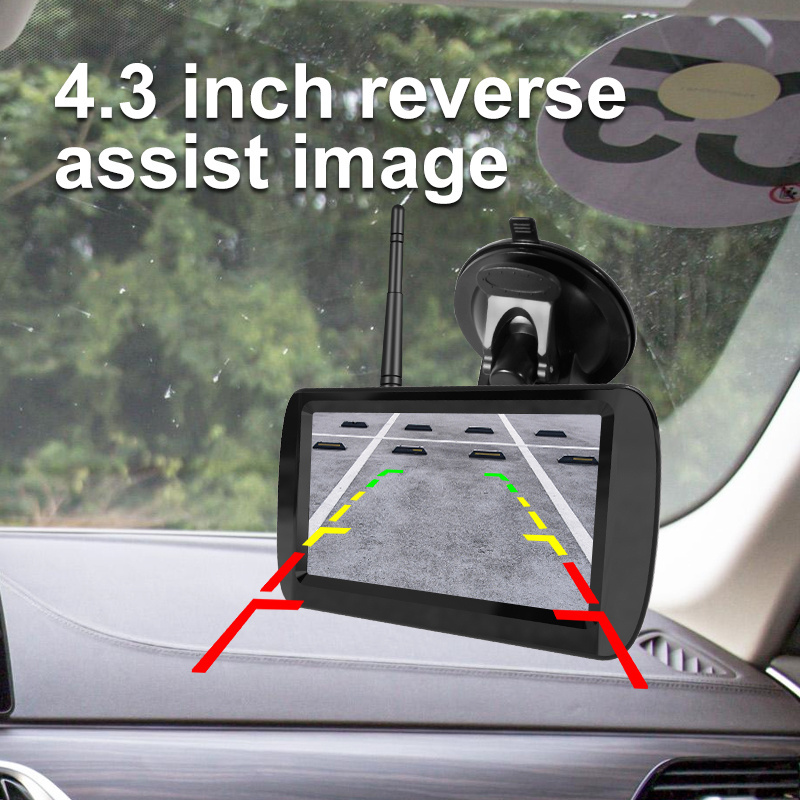 4.3 Inch LCD Display Back Up Camera System Wireless License Plate Car Reverse Rear View Image System for SUV Pickup