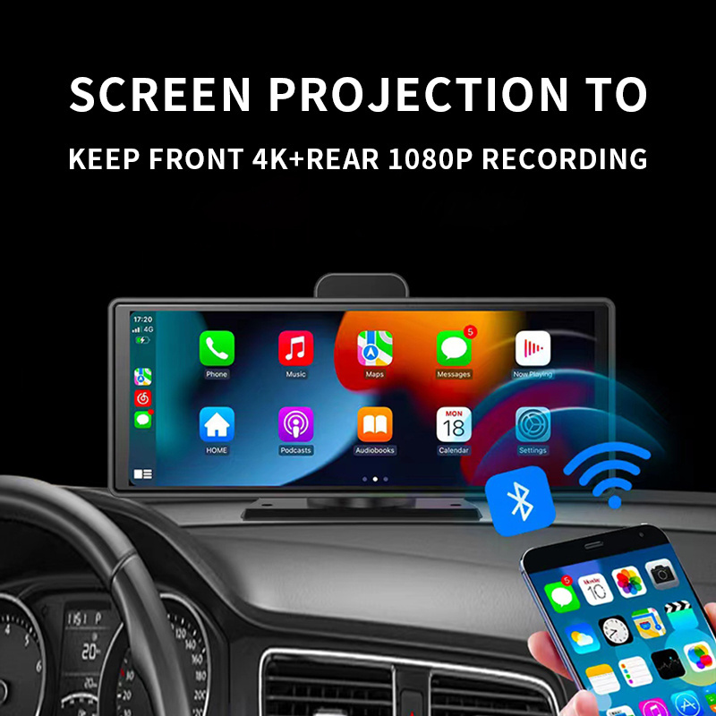 10.26inch Screen Carplay Portable Multimedia Car Dvr Recorder Support Rear Camera For Android Auto With Voice Control