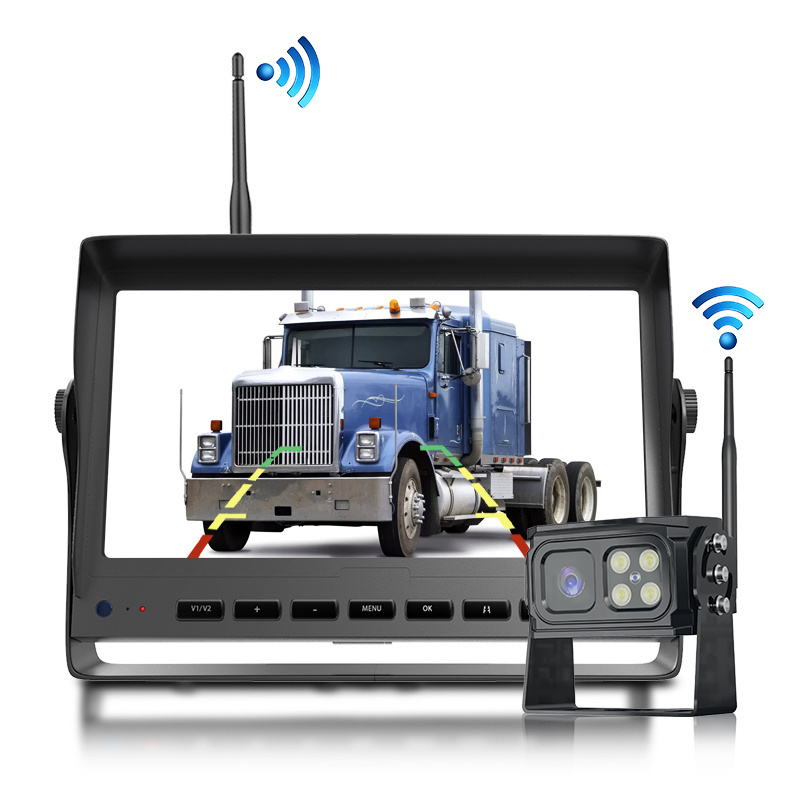 7 inch AHD 1080P Wireless Screen 2CH 4 Channel Split DVR Monitor 24V Bus Trailer SUV Truck Car Rear View Backup Camera Kit