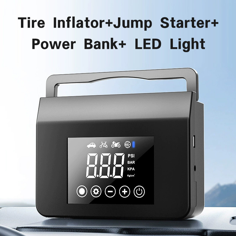 Car Jump Starter Power Bank LED Light Air Compressor Pump 10000mah Portable Tire Inflator Car Battery Charger