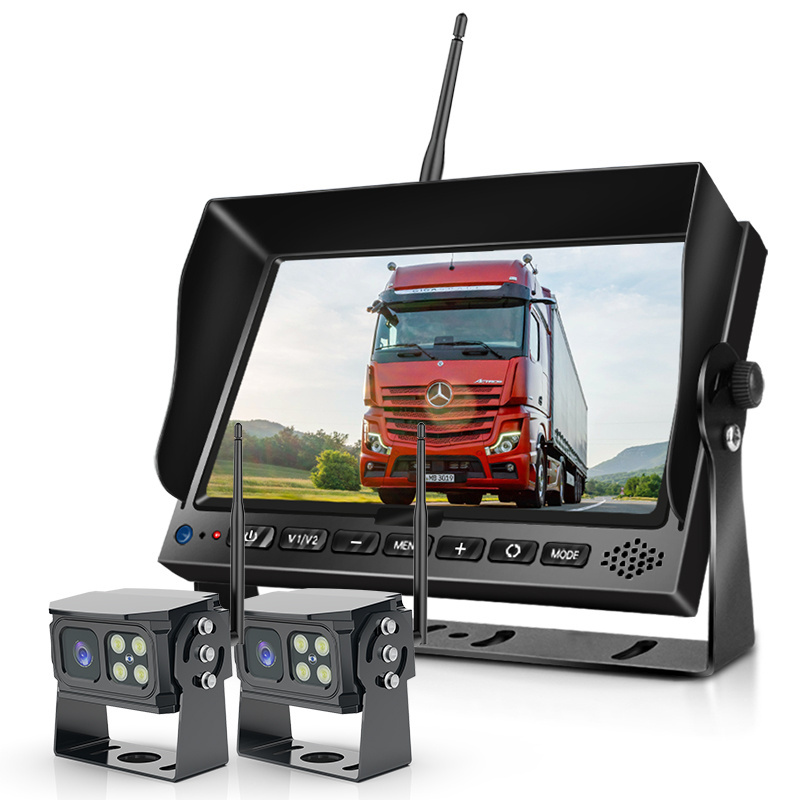 7 inch AHD 1080P Wireless Screen 2CH 4 Channel Split DVR Monitor 24V Bus Trailer SUV Truck Car Rear View Backup Camera Kit