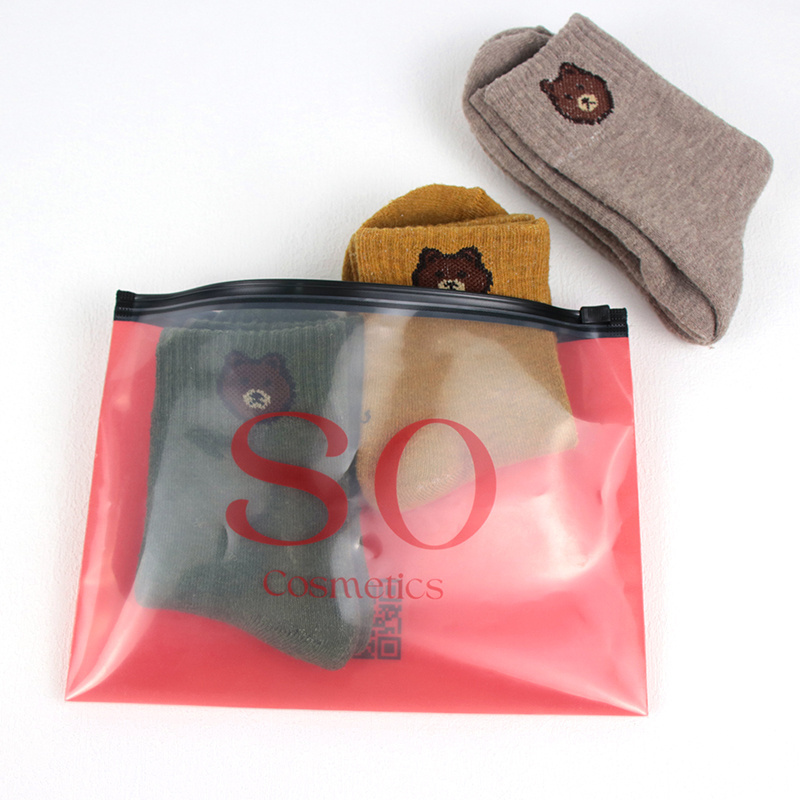 Customized Logo frosted pe Recyclable clothing packing Plastic bags  with Slider Zipper Zip Lock