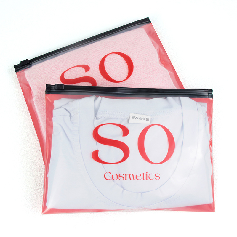 Customized Logo frosted pe Recyclable clothing packing Plastic bags  with Slider Zipper Zip Lock