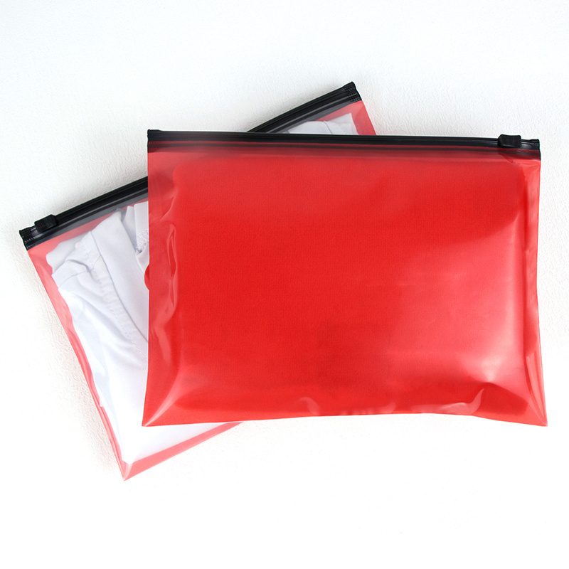 Customized Logo frosted pe Recyclable clothing packing Plastic bags  with Slider Zipper Zip Lock