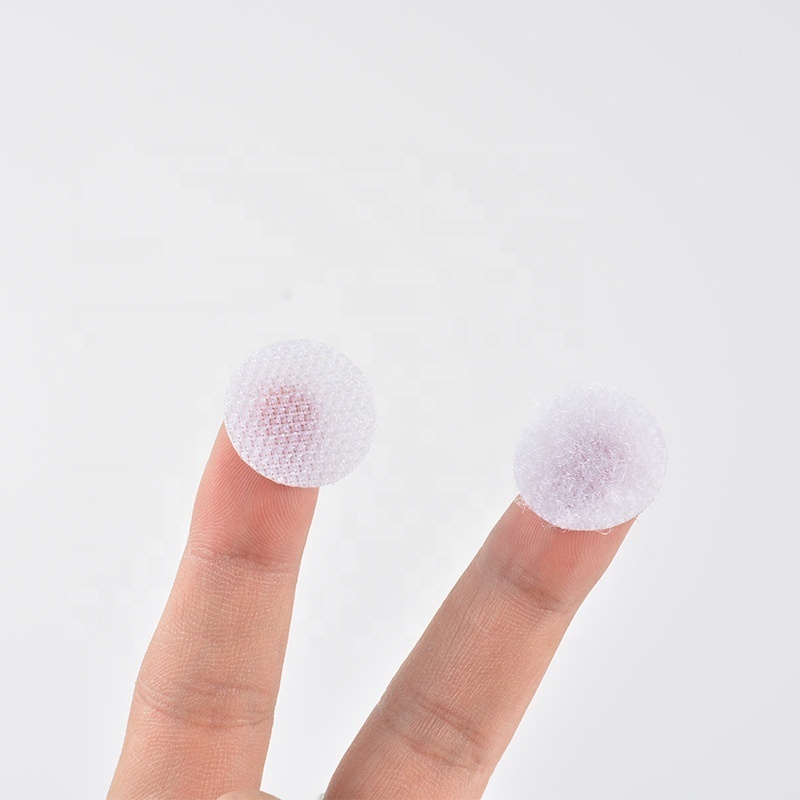 Self-adhesive Sticky Circle Nylon Hook And Loop White Coins Round Dots/ Circles/ Tape