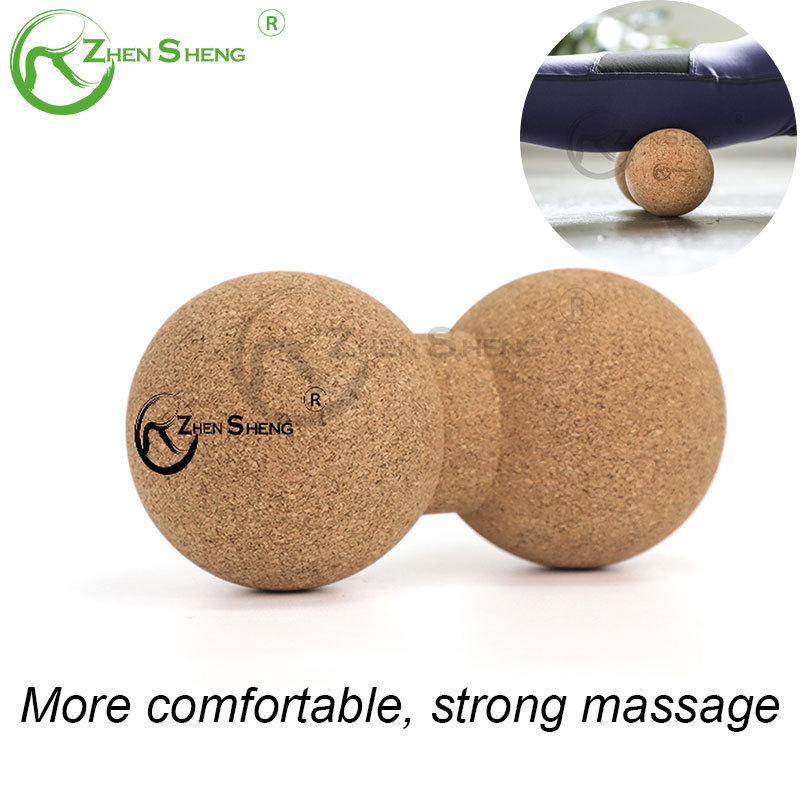 Zhensheng Hot Selling Custom Logo Peanut Shape Cork Massage Ball for Yoga Pilates Exercise