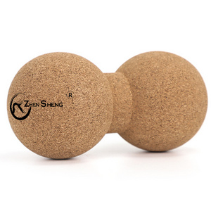 Zhensheng Hot Selling Custom Logo Peanut Shape Cork Massage Ball for Yoga Pilates Exercise