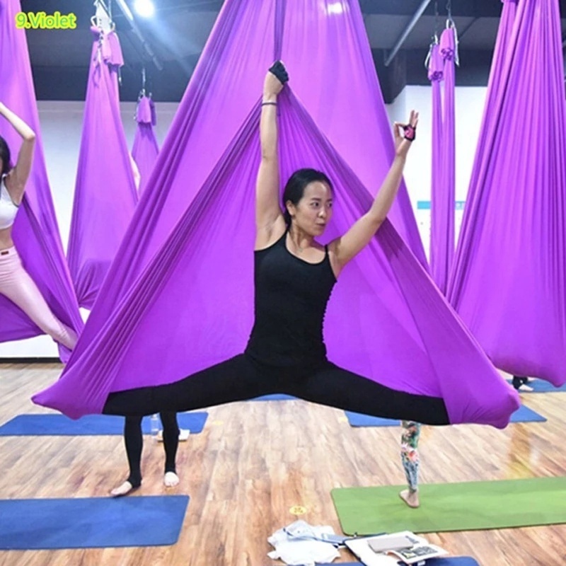 SANFAN 2023 5m 6m 7m 8m Flying Purple Hammock Aerial Yoga Swing Pink Trapeze Sling Prop Gravity Inversion Home Gym Yoga Hammock