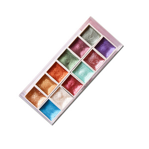 Shimmer Artist Watercolor Paints Metallic Glitter Solid Colors 12/24 Color Set Sparkle Watercolor DIY Glitter Powder Nail Paint