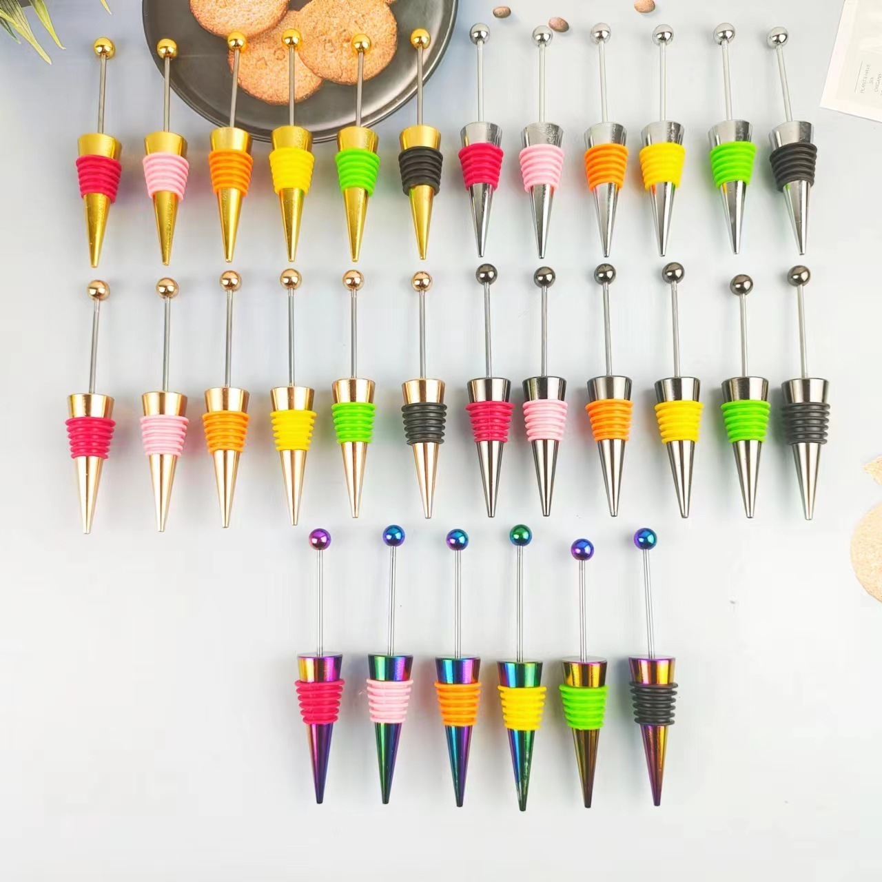 Beading Products Add Silicone Jewels Beads Wine Stoppers Make Turning DIY Decorative Zine Alloy Bead Bottle Stopper