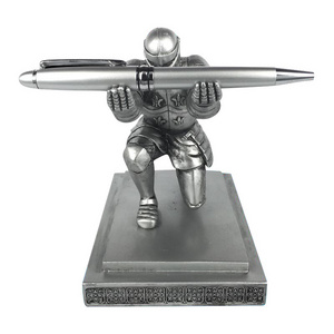 Knight Pen Holder Desk Organizers and Accessories Desk Decor Resin Pen Holder as Gift with a Cool Pen for Office and Home